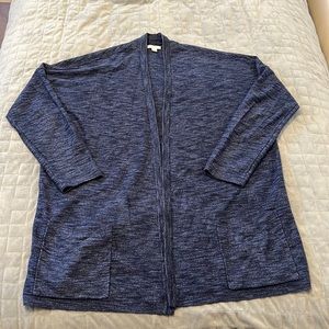 J. Jill Knit Cardigan, Blue, Mid-Length, 3/4 Sleeves, Spacedye, Size M